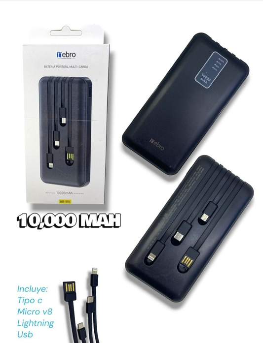 Mebro Portable Power Bank (10,000 mAh) – All-in-One Solution