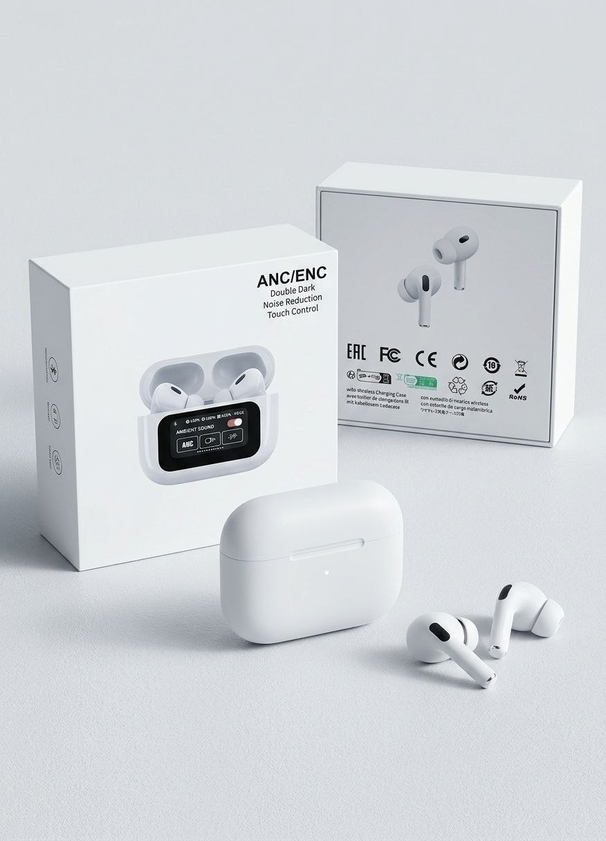 ANC/ENC Intelligent TWS Earphones with Touchscreen Charging Case